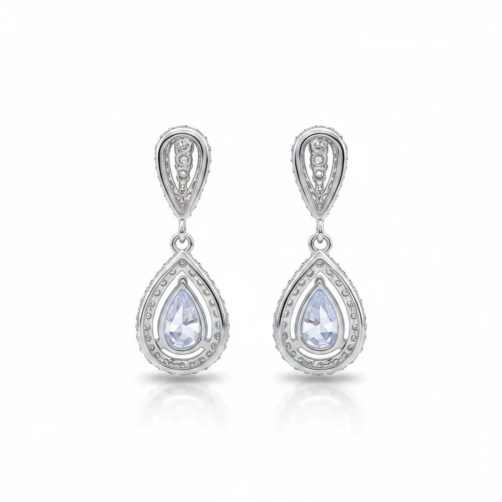 2 Carat Sparkala™ Moissanite Teardrop Earrings – 925 Sterling Silver