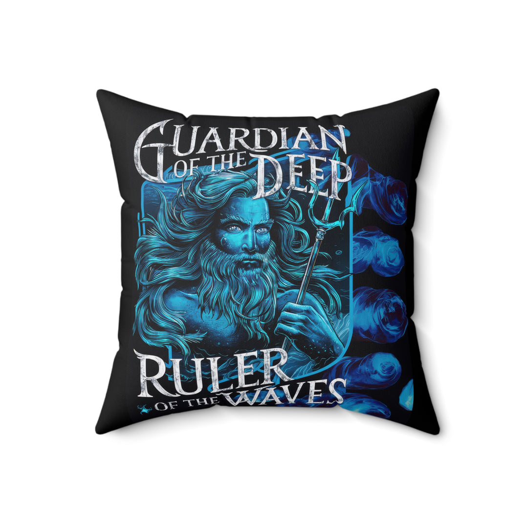 Ruler of the Waves Faux Suede Square Pillow