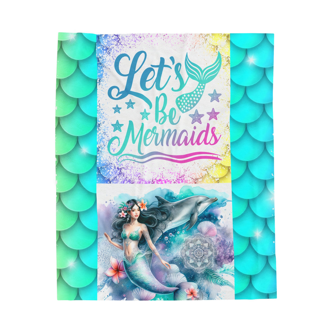 Velveteen Plush Blanket - Let's Be Mermaids