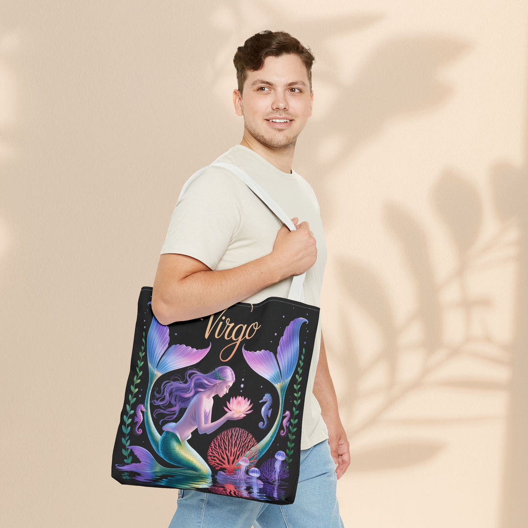 Virgo Mermaid Tote Bag, Virgo Gift, Zodiac Bag, Sea Creature Style, Ocean Lover Accessory, Birthday Present
