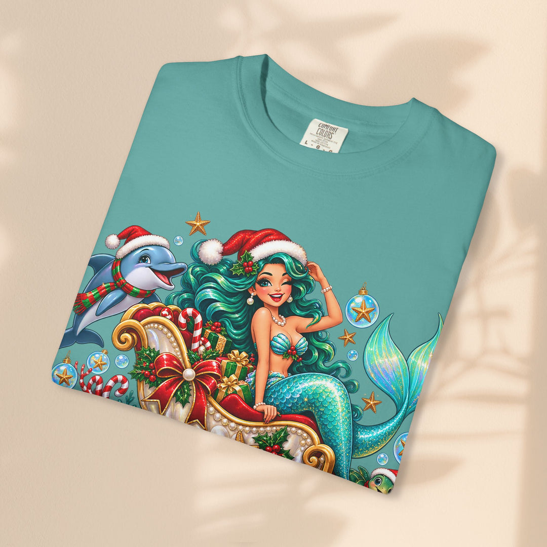 Mermaid Christmas T-Shirt – Sleighin’ It Under the Sea Holiday Tee