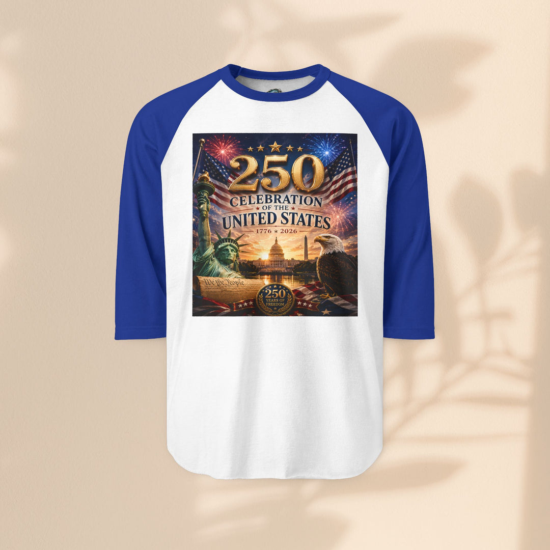 250th United States Celebration Raglan Shirt — Liberty Fireworks Anniversary Tee