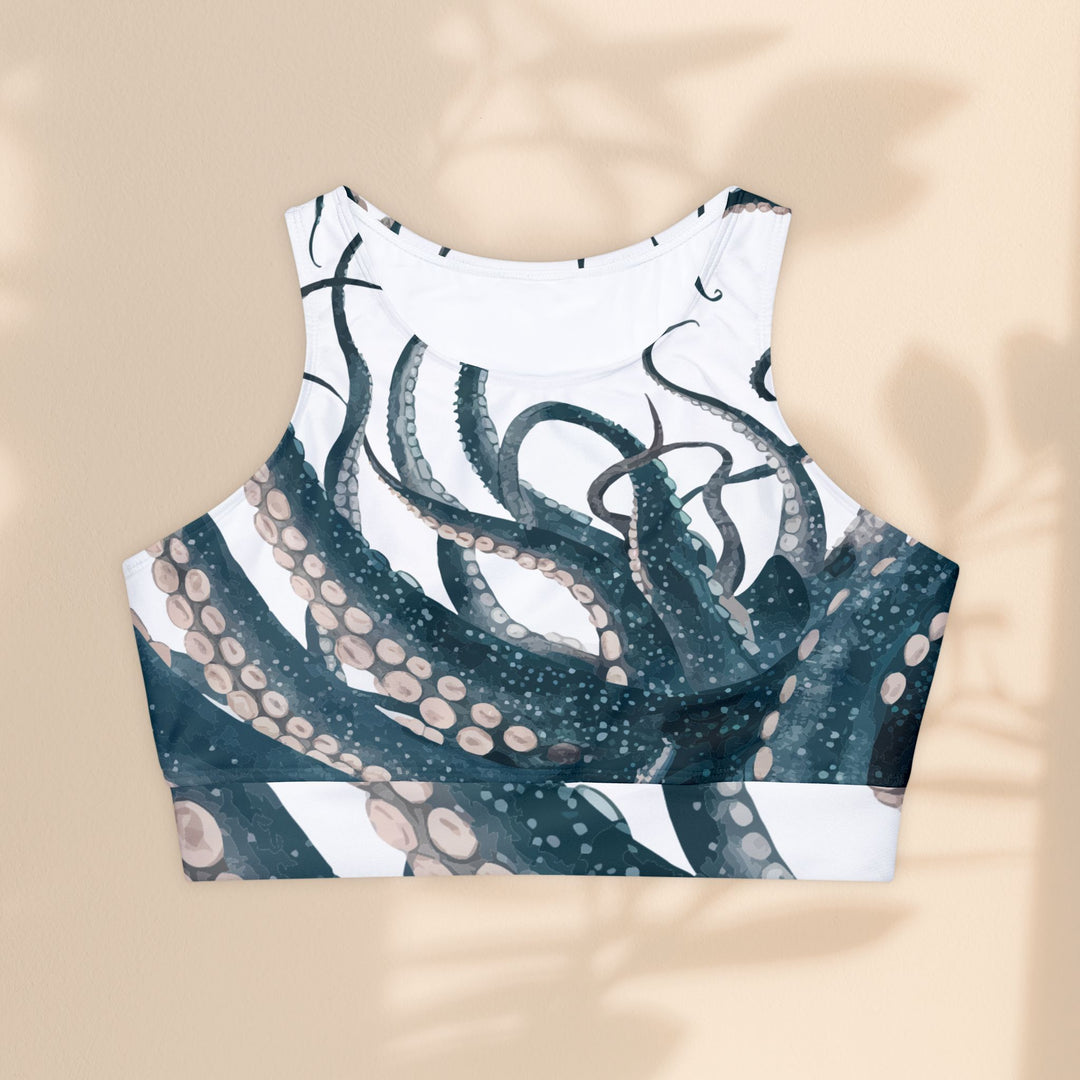 Fully Lined, Padded Sports Bra - Octopus Print