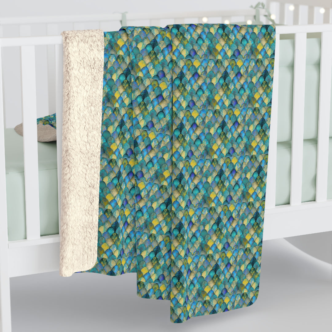Mermaid Scale Sherpa Fleece Blanket – Cozy Soft Throw for Home & Holiday Gifts