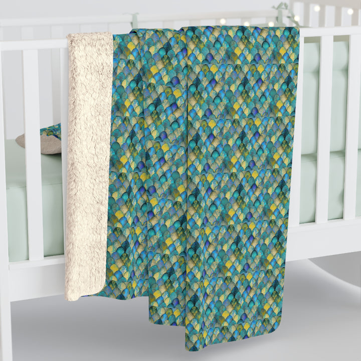 Mermaid Scale Sherpa Fleece Blanket – Cozy Soft Throw for Home & Holiday Gifts
