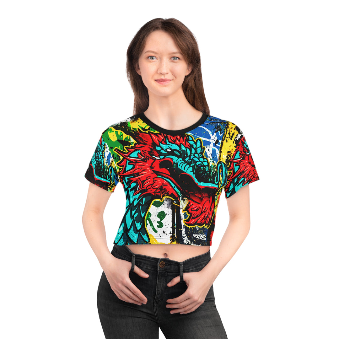 Colorful Street Dragon Graphic Crop Tee