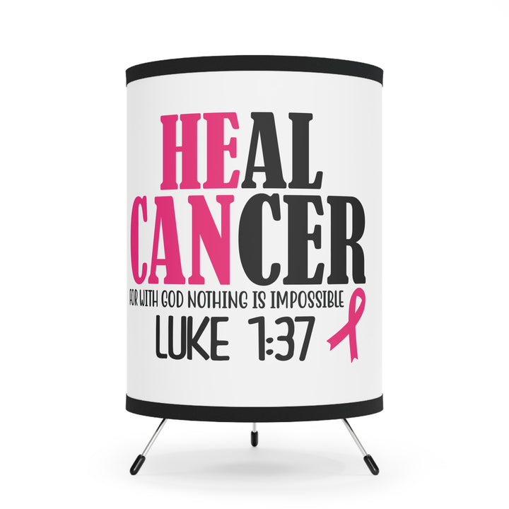 Inspirational Tripod Lamp - "Heal Cancer" Design with Luke 1:37