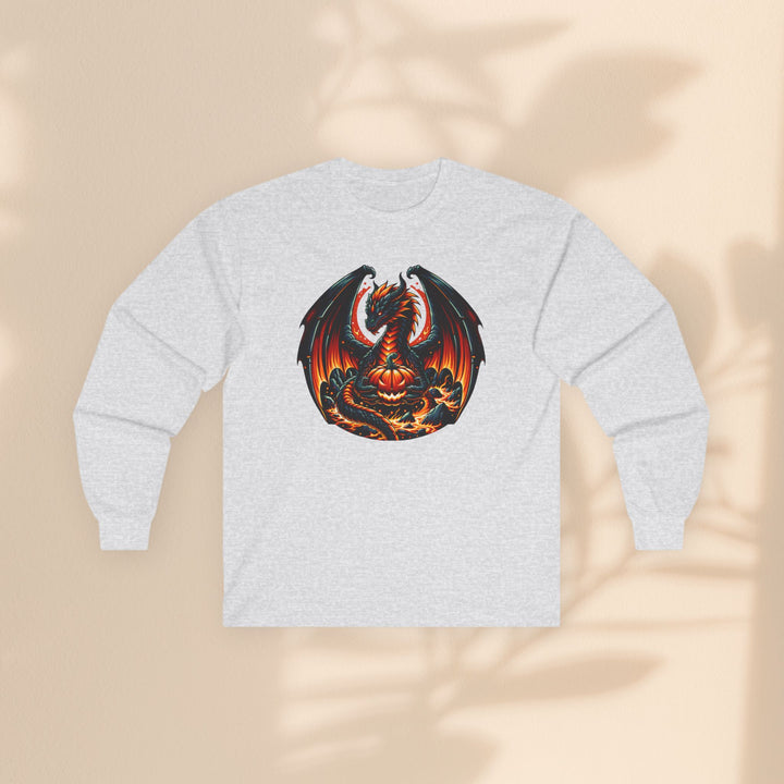 Dragon Emblem Unisex Long Sleeve Tee – Casual Fantasy Graphic Shirt for Halloween & Geek Culture