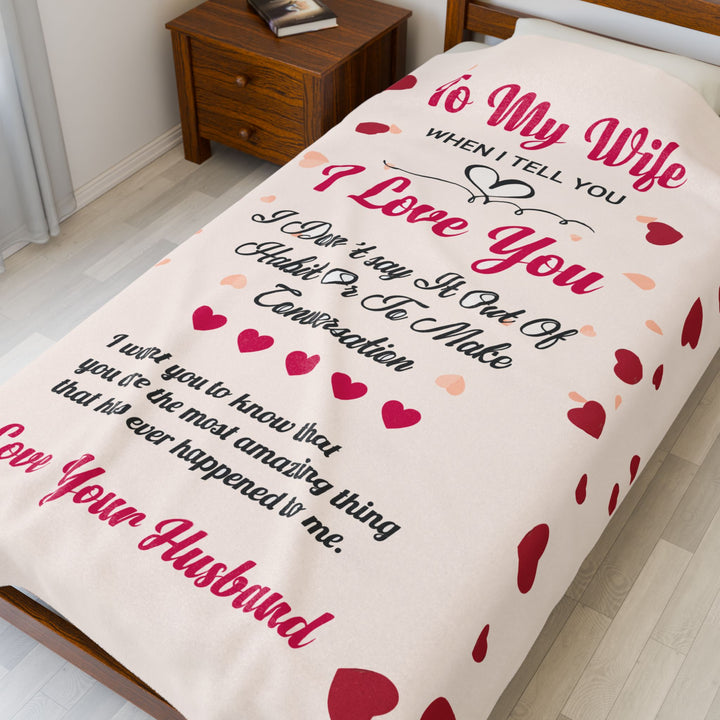 Velveteen Plush Blanket - Love To My Wife