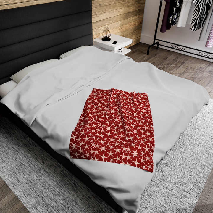 Velveteen Plush Blanket - Red Stars