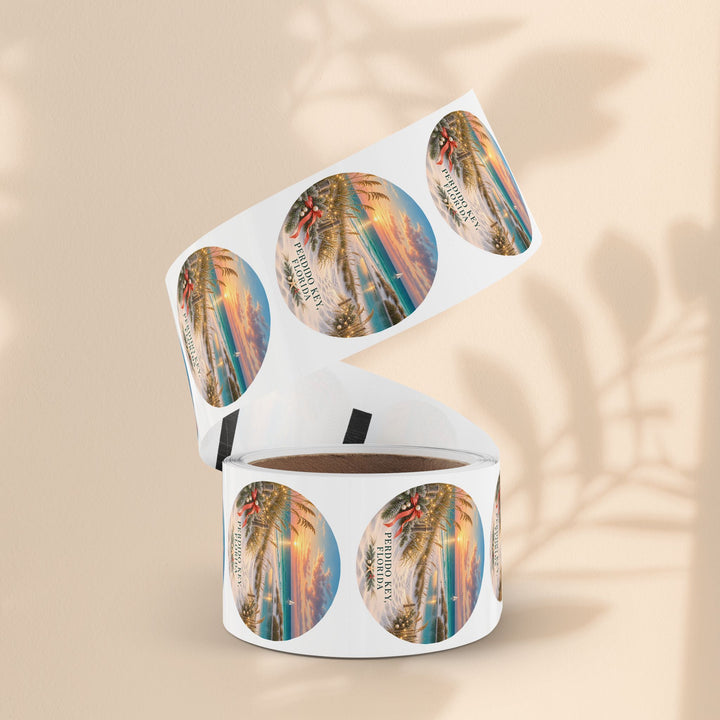 Perdido Key Florida Round Sticker Rolls – Waterproof Sunset Labels