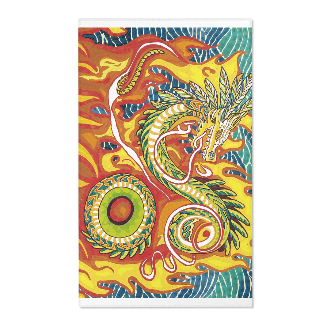 Vibrant Gold Dragon Area Rug