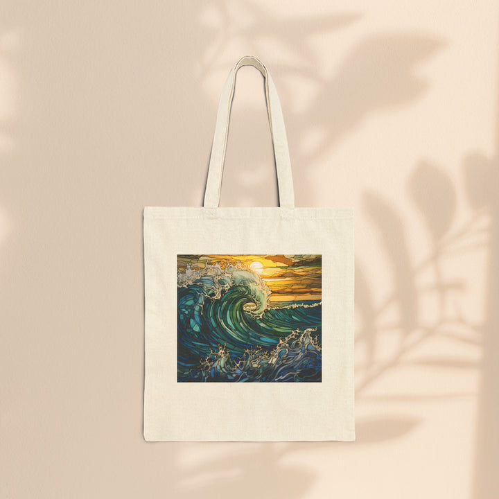 Cotton Canvas Tote Bag - Ocean Waves