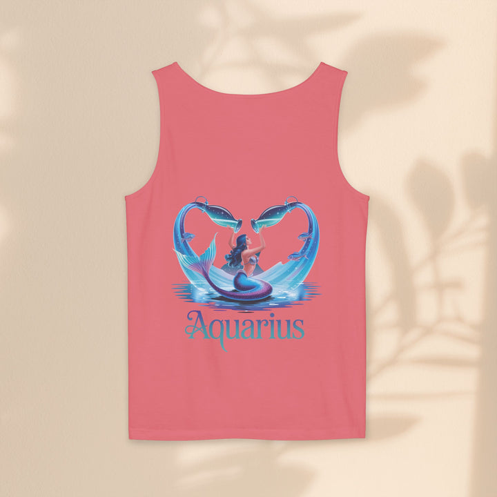 Aquarius Unisex Garment-Dyed Tank Top, Zodiac Apparel, Astrology Gift, Summer Outfit, Festival Wear, Birthday Gift