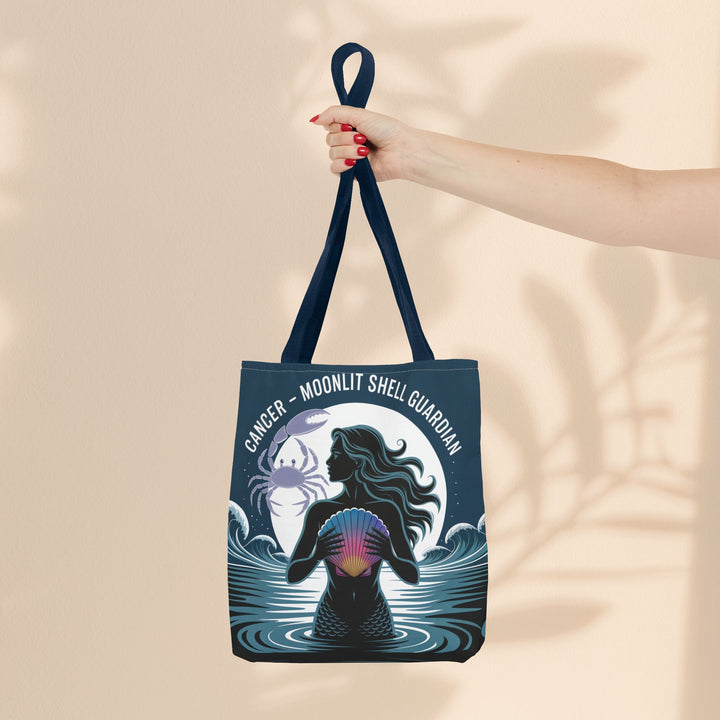 Zodiac Cancer Tote, Astrology-Inspired Tote Bag, Zodiac Gift, Cancer Moonlit Shell Guardian, Eco-Friendly Bag, Gift for Her