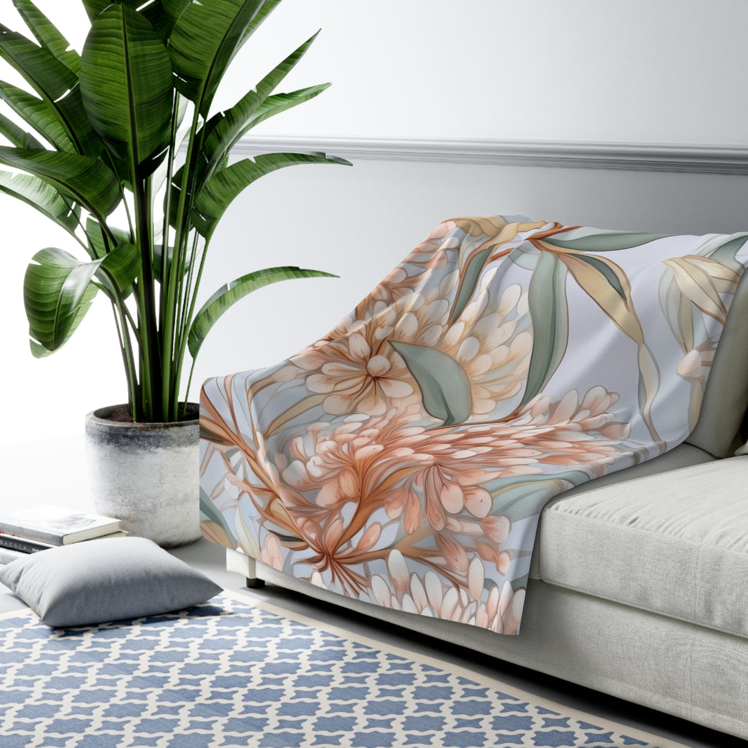 Serenity Floral Sherpa Fleece Blanket – Cozy Soft Throw for Home, Travel & Gifts