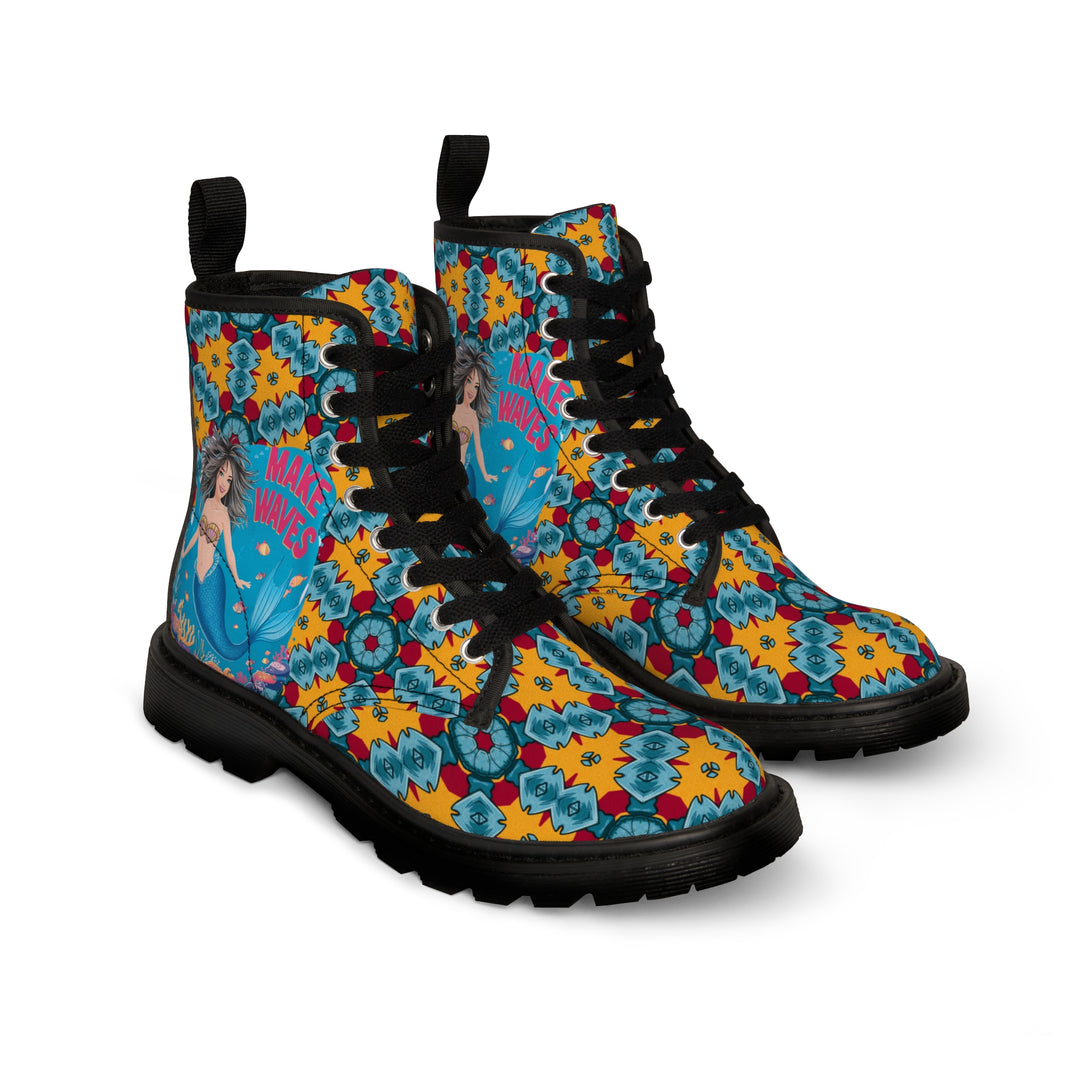 Women's Canvas Boots - Make Mermaid Waves