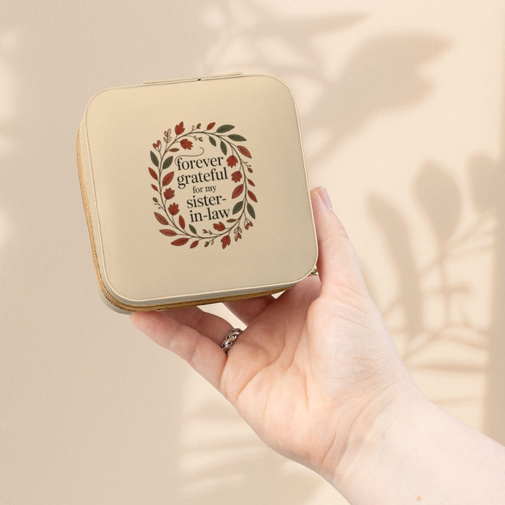 Sister-in-Law Jewelry Travel Case — "Forever Grateful" Compact Organizer