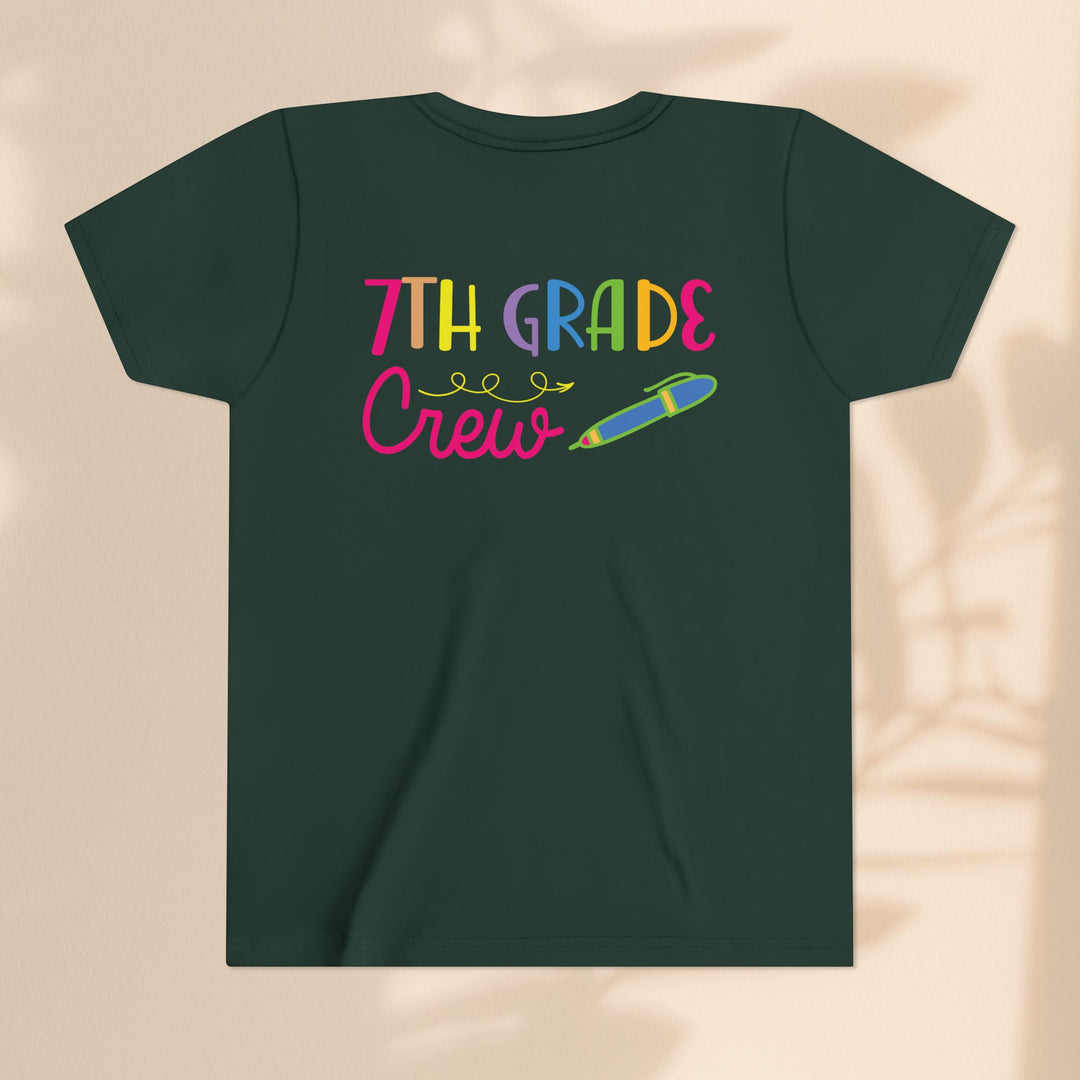 Seventh Grade Crew Tee, Fun School Spirit Shirt, Youth Fashion Top, Back to School Gift, Kids' Team Apparel, Colorful Graphic T-shirt