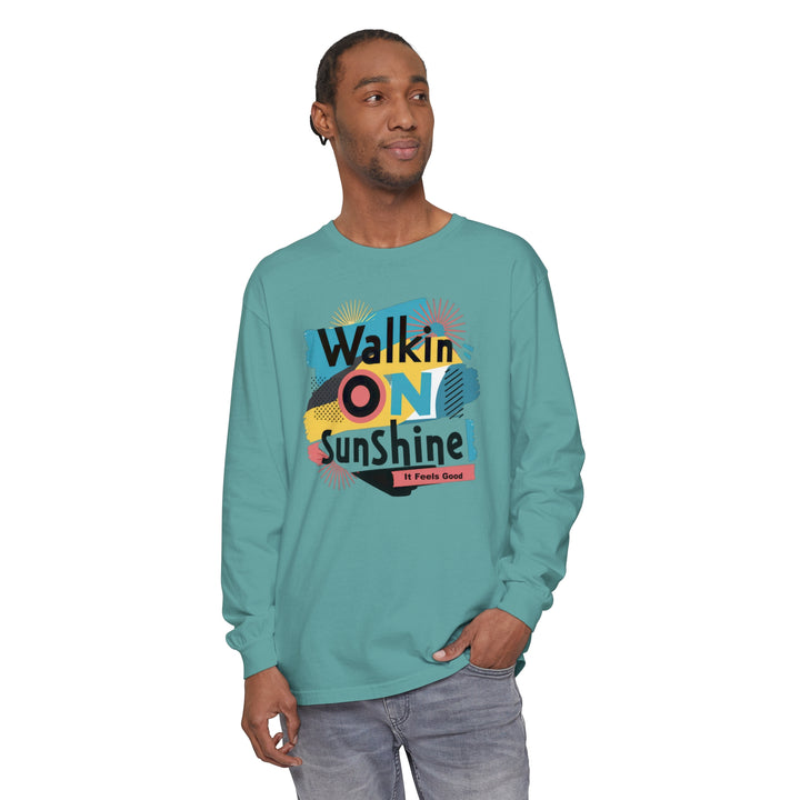 Unisex Garment-dyed Long Sleeve T-Shirt - Walking On Sunshine