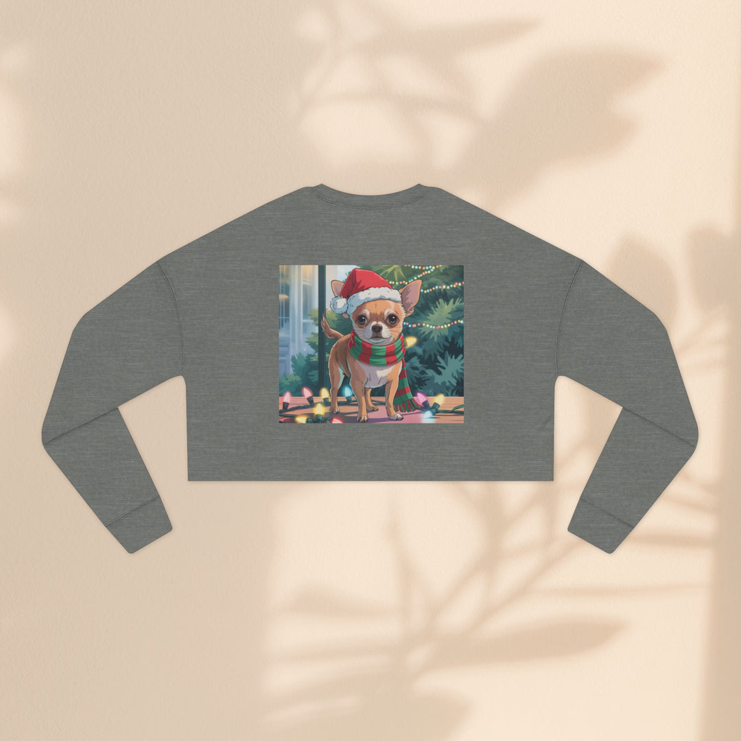 Festive Chihuahua Cropped Sweatshirt, Holiday Sweatshirt
