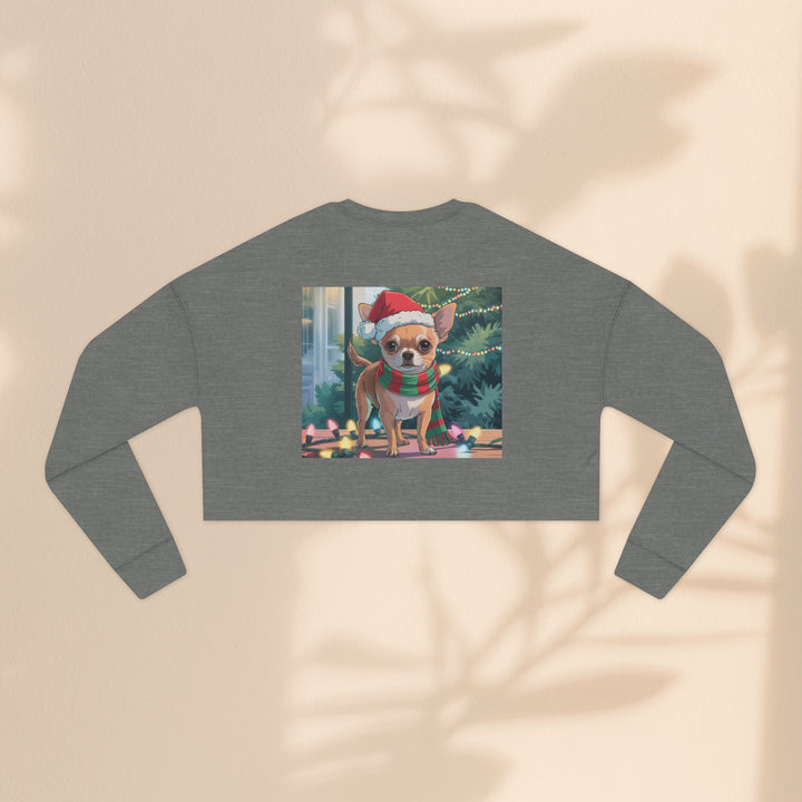 Festive Chihuahua Cropped Sweatshirt, Holiday Sweatshirt