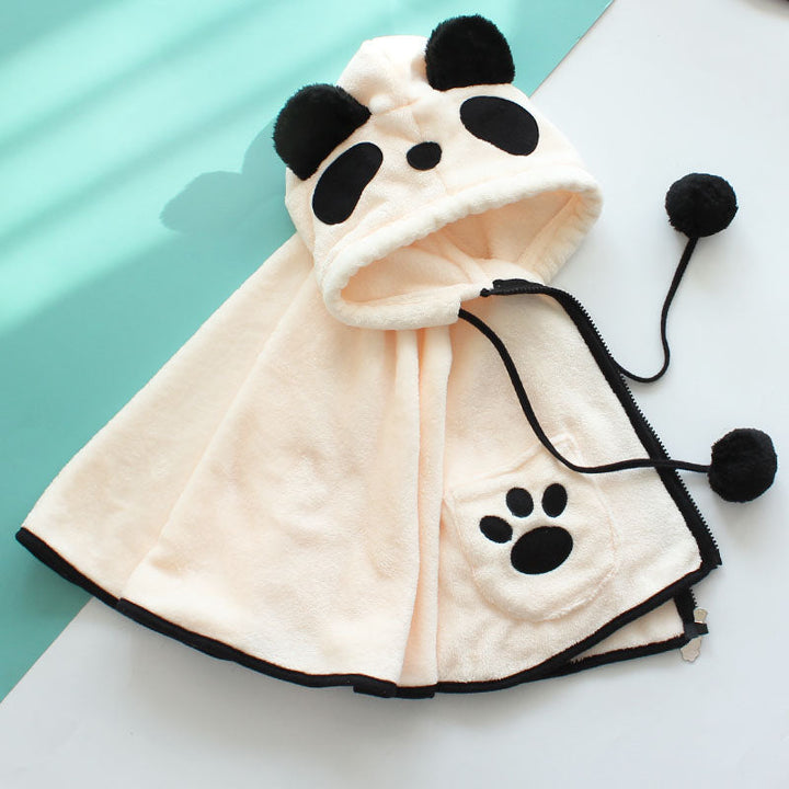 Kids’ Panda Hooded Cape with Pocket
