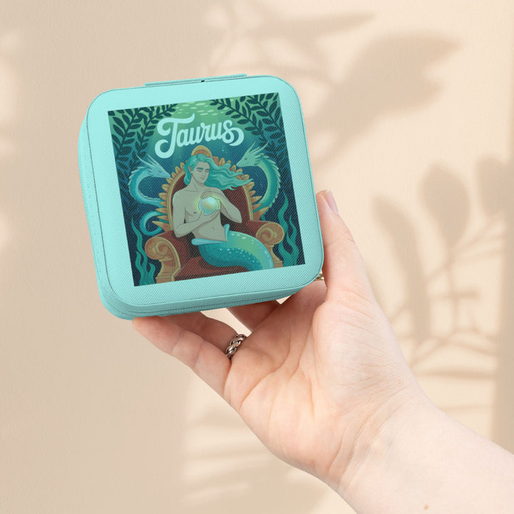 Taurus Zodiac Jewelry Travel Case – Compact Astrological Ring & Earring Organizer