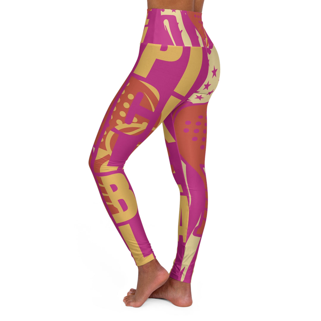 High Waisted Yoga Leggings - Pink Pickleball Love