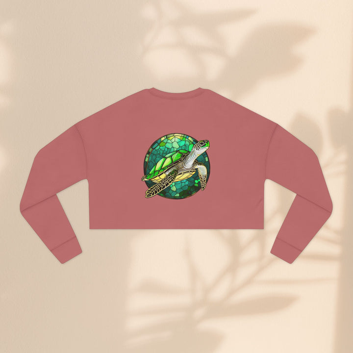 Eco-Friendly Women's Cropped Sweatshirt with Sea Turtle Design | Perfect for Nature Lovers