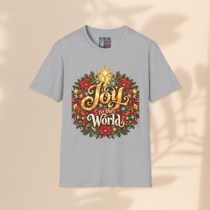 Joy to the World Christmas T-Shirt — Festive Wreath Holiday Tee