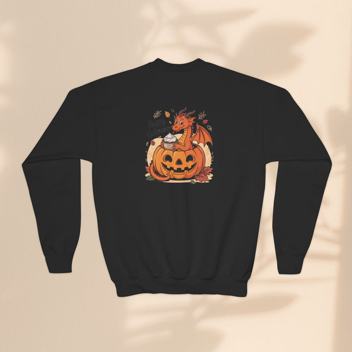 Halloween Pumpkin Dragon Youth Crewneck Sweatshirt