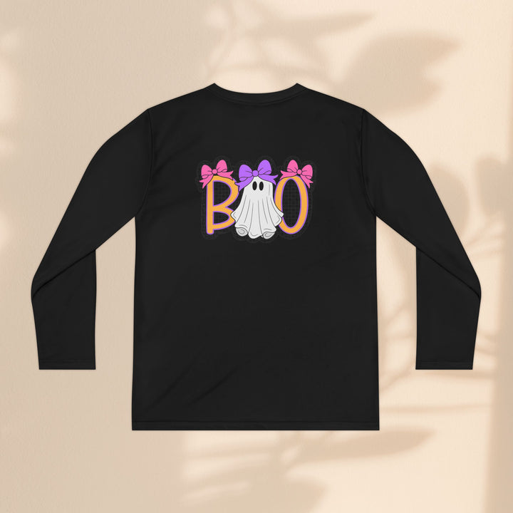 Youth Ghost Boo Tee – Kids Halloween Long Sleeve Shirt for Trick-or-Treating & Fall Parties