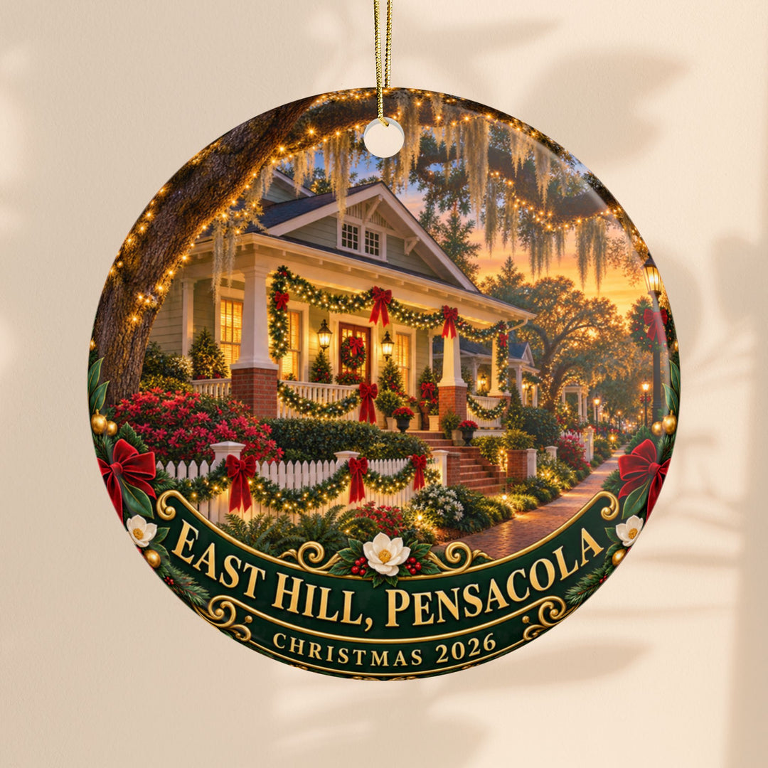 East Hill Pensacola Christmas 2026 Double-Sided Ceramic Ornament
