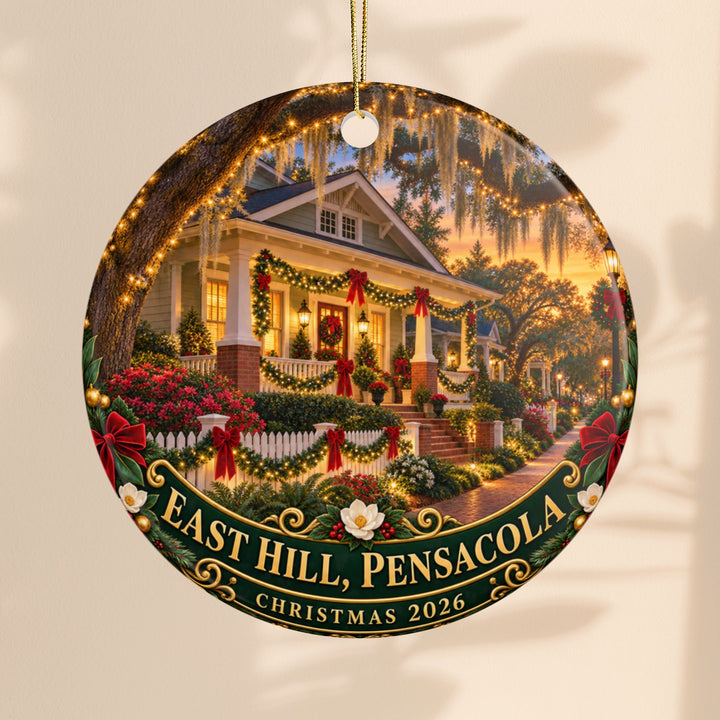 East Hill Pensacola Christmas 2026 Double-Sided Ceramic Ornament