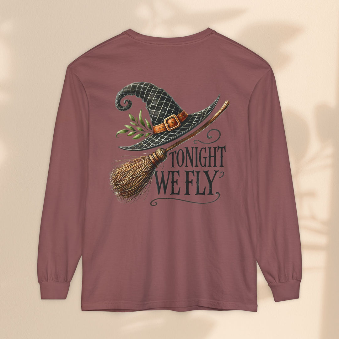 Tonight We Fly - Whimsical Witch Halloween Long Sleeve T-Shirt