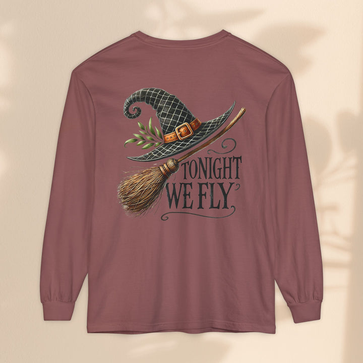 Tonight We Fly - Whimsical Witch Halloween Long Sleeve T-Shirt