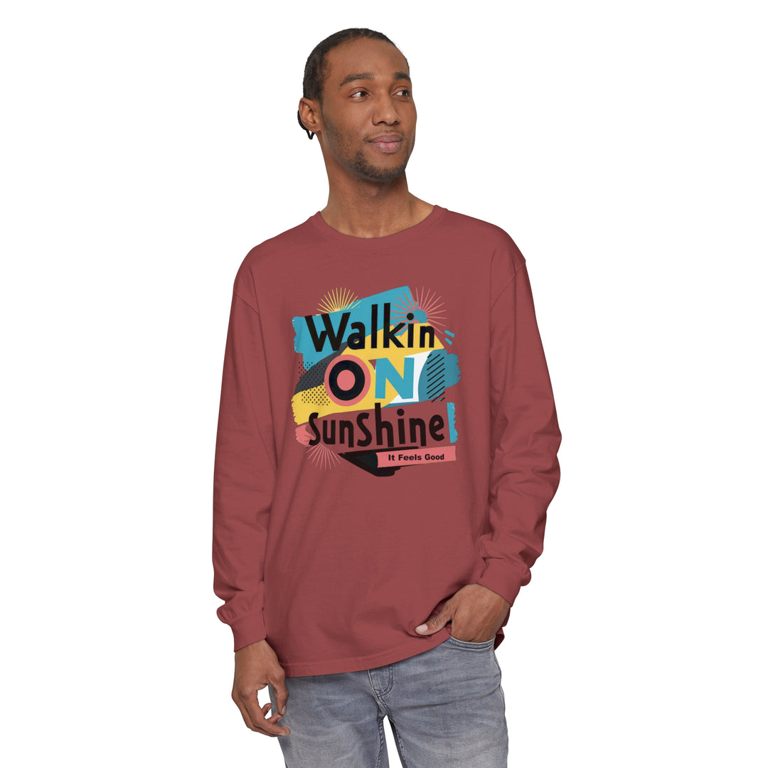 Unisex Garment-dyed Long Sleeve T-Shirt - Walking On Sunshine