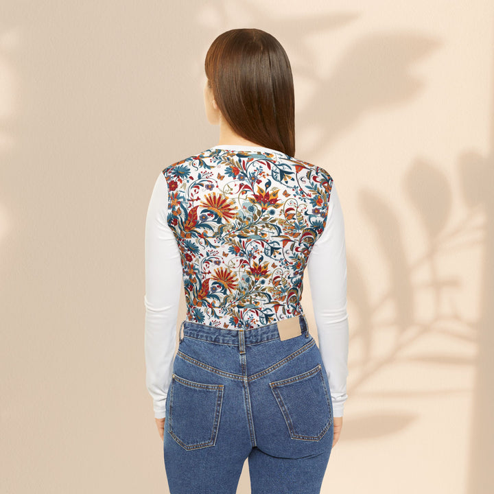 Floral V-Neck Long Sleeve Top — Boho Vintage Garden Print