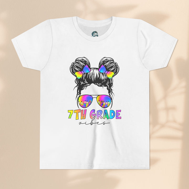 Rainbow 7th Grade Vibes Tee, Fun Youth T-Shirt, Back to School Fashion, Kids Graphic Tee, Teen Birthday Gift, Colorful Kids Wear