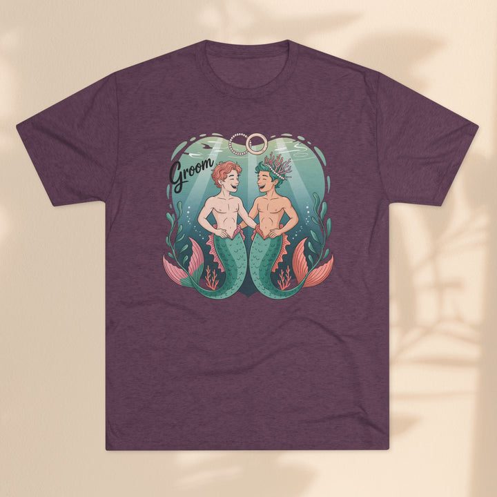 Merman Groom Tee, LGBTQ+ Pride Apparel, Wedding Gift, Unique Couple Shirt