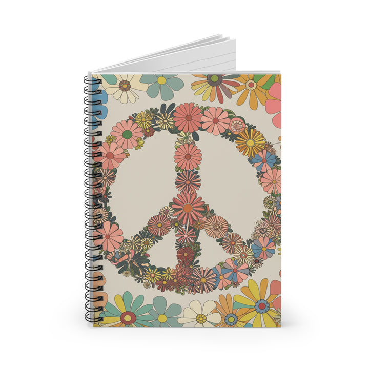 Spiral Notebook - Ruled Line - Peace Sign Flowers