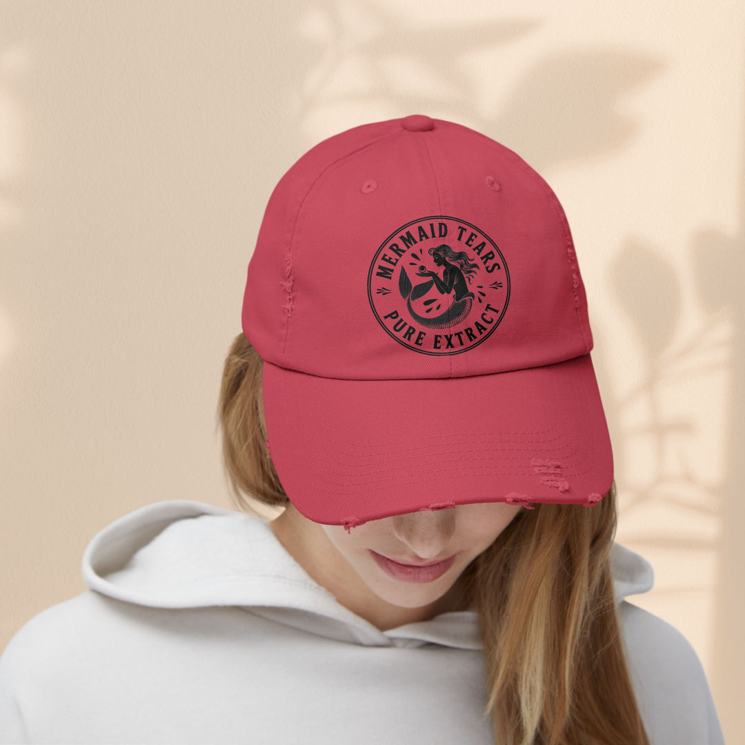 Mermaid Tears Distressed Cap – Trendy Casual Hat & Summer Beach Accessory