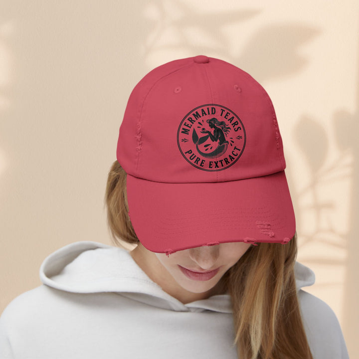 Mermaid Tears Distressed Cap – Trendy Casual Hat & Summer Beach Accessory