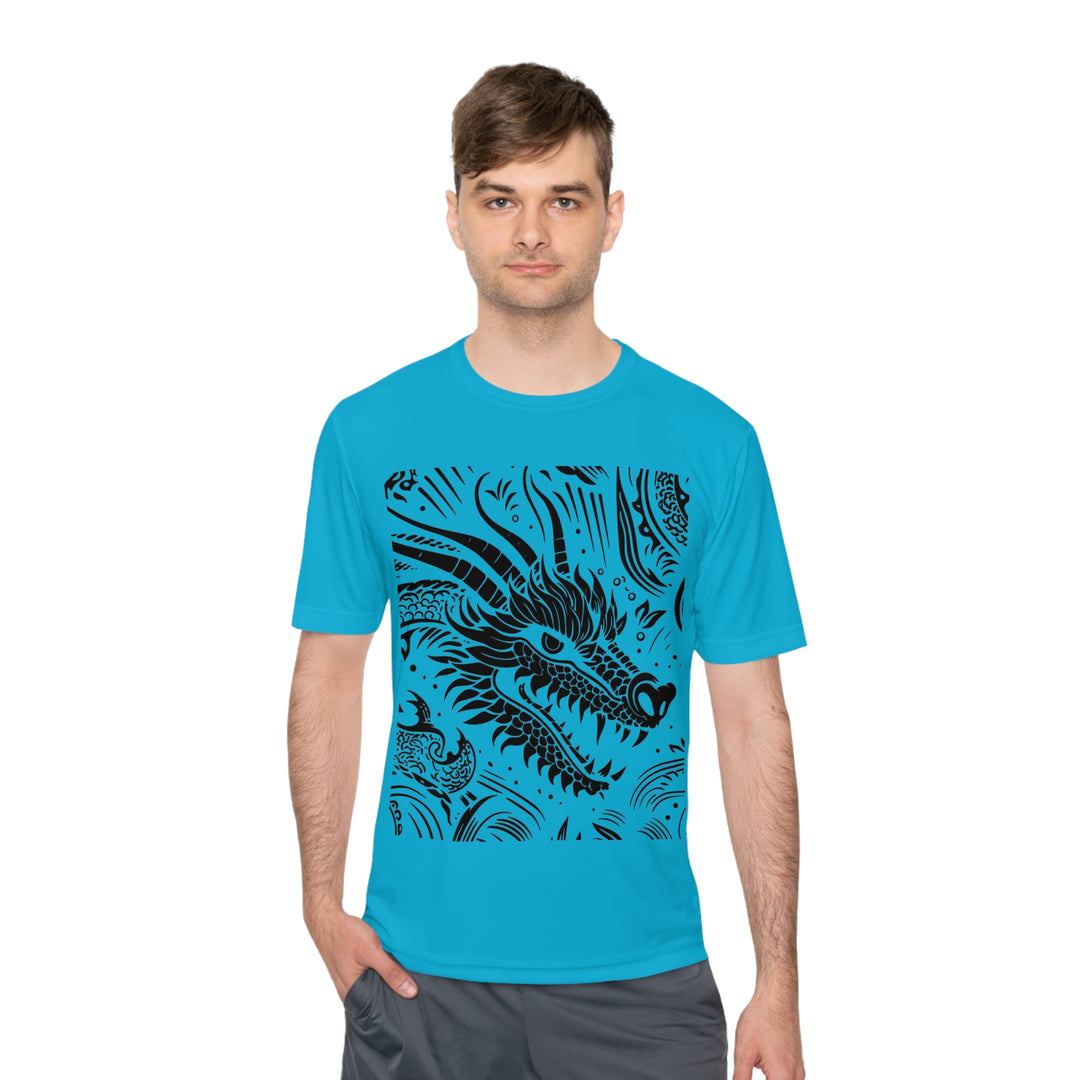 Unisex Moisture Wicking Tee - Dragon Black and White