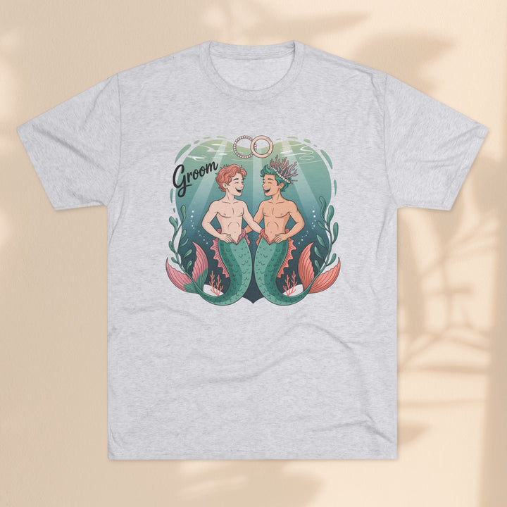 Merman Groom Tee, LGBTQ+ Pride Apparel, Wedding Gift, Unique Couple Shirt