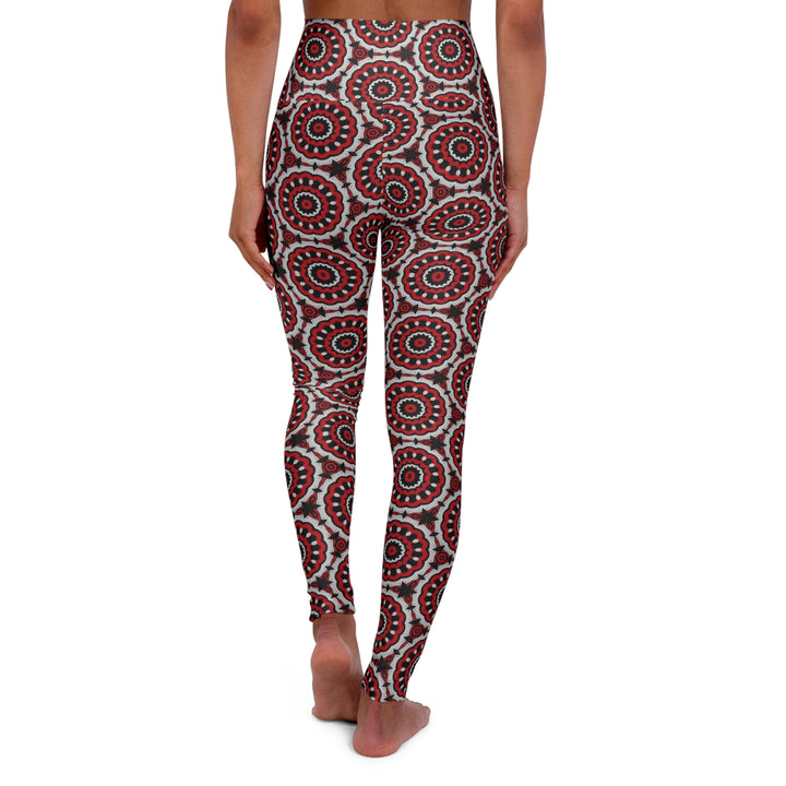 High Waisted Yoga Leggings - Red Circles