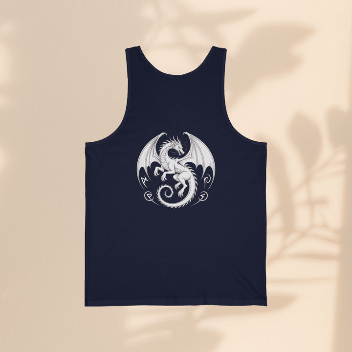 Dragon Design Unisex Jersey Tank, Cool Summer Tank Top, Gift for Fantasy Lovers, Casual Wear, Festival Outfit, Unique Graphic Gym Top