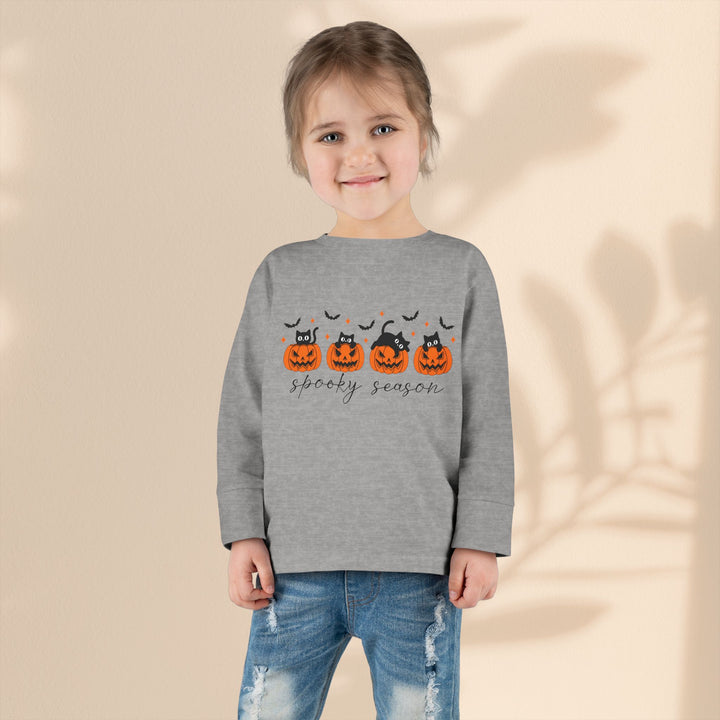 Adorable Toddler Spooky Season Halloween Long Sleeve Tee – Kids Pumpkin Outfit & Fall Gift