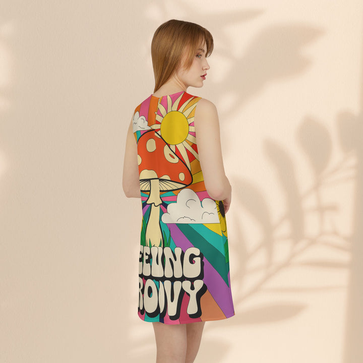 A-line Sleeveless Dress - Feeling Groovy